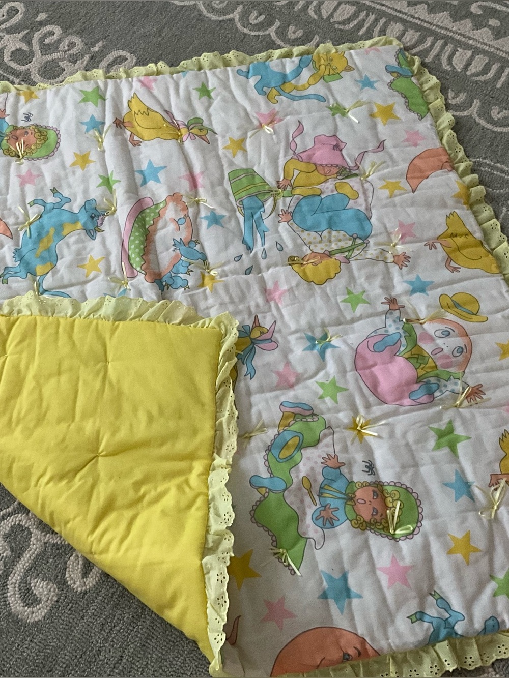 Vintage Humpty Dumpty crib quilt